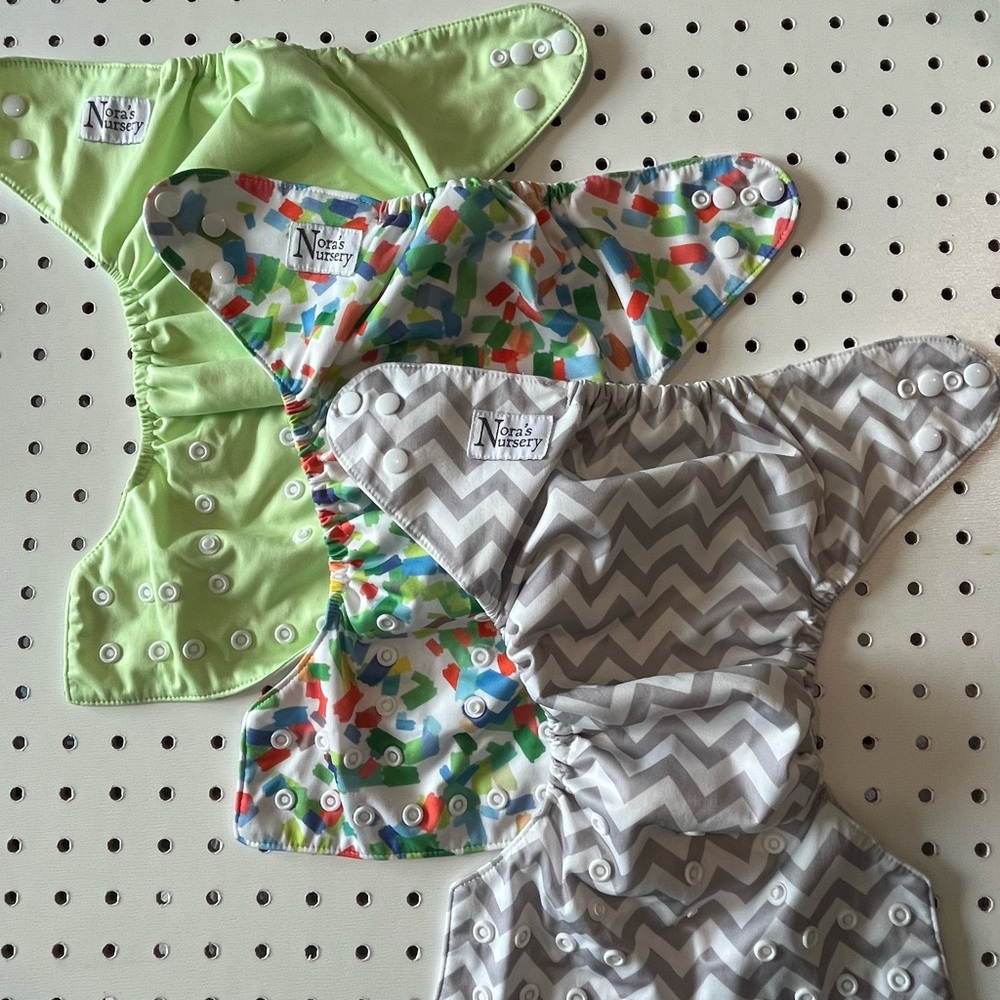 Kids Cloth Diaper Covers - Light Green, Confetti, Gray Chevron (3-Pack)